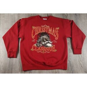 Vtg 90s Crable Sportswear Old Santa Christmas Sweatshirt L Cincinnati USA 1992